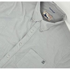 Huk Fishing Kona Shirt Mens XL Gray Button Down Performance Short Sleeve